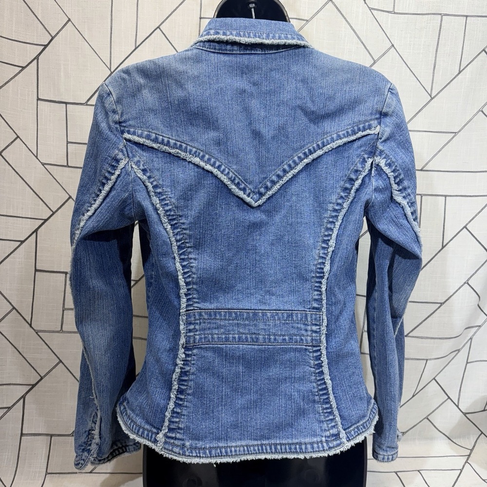 Vintage Kikit Jeans Denim Jacket with Embroidered Rose's Women's Size‎ Small - Picture 2 of 9